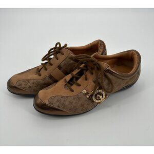 Vintage Babyphat Leather Upper Lace Up Shoes Women 10 Brown Rhinestone Logo